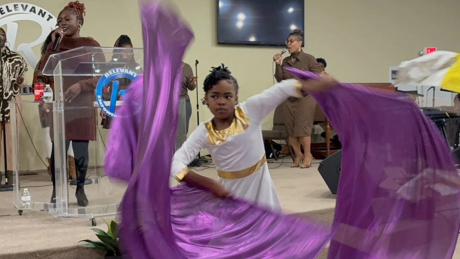 Praise dance during a worship service at Relevant Empowerment Church